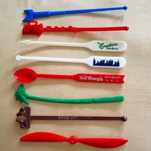 Colorful Vintage Swizzle Sticks Set Of 8
